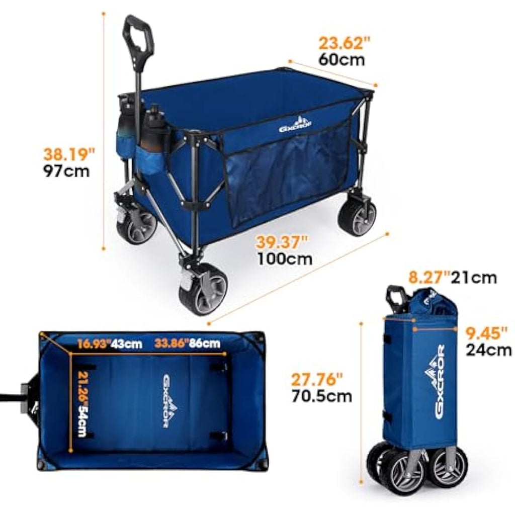 GXCROR 200L Folding Wagon – Heavy Duty 330 lbs All-Terrain Beach Cart
