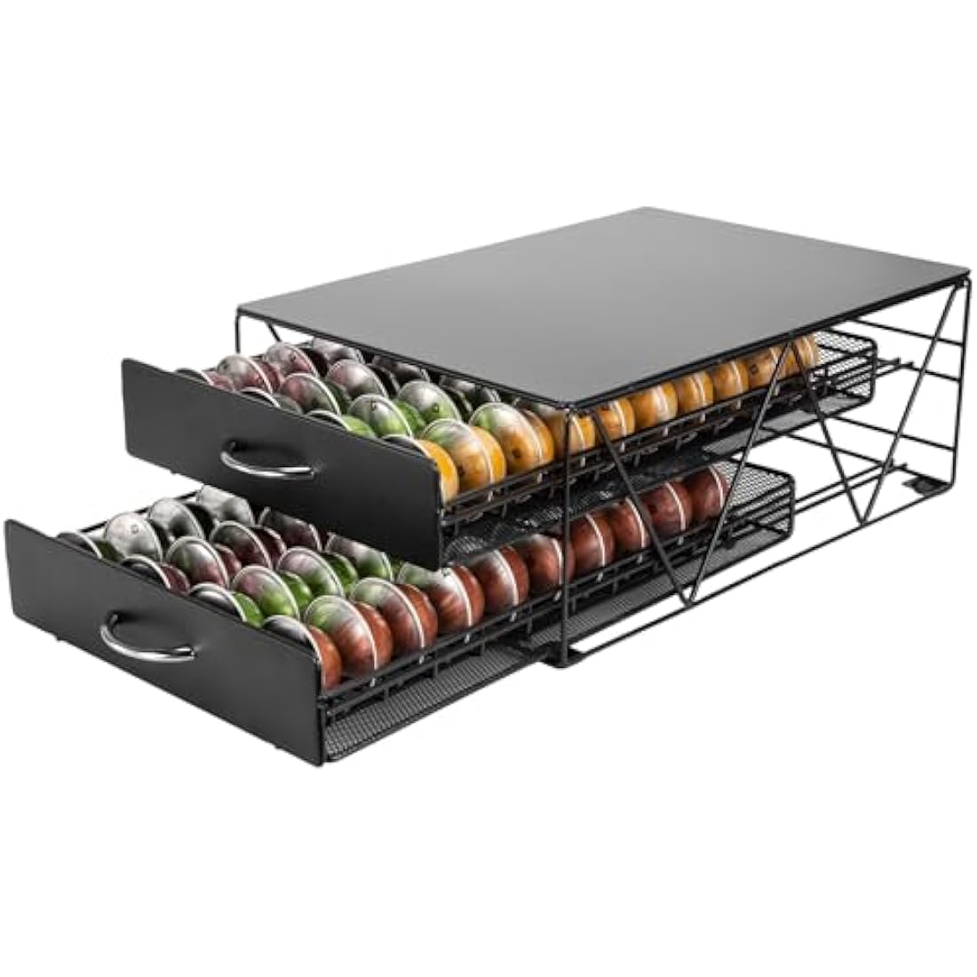 Jolof Store 2-Tier Coffee Pod Holder – 80 Capsule Metal Storage Drawer