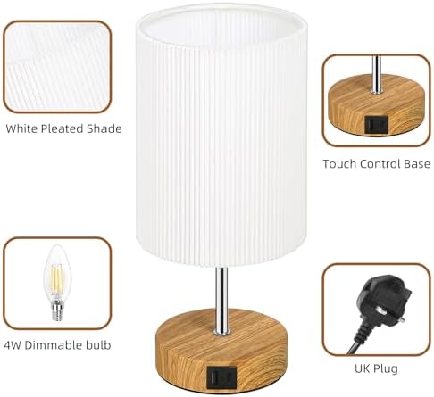 Aomeya Touch Bedside Lamp with USB-C & A Ports | 3-Way Dimmable LED