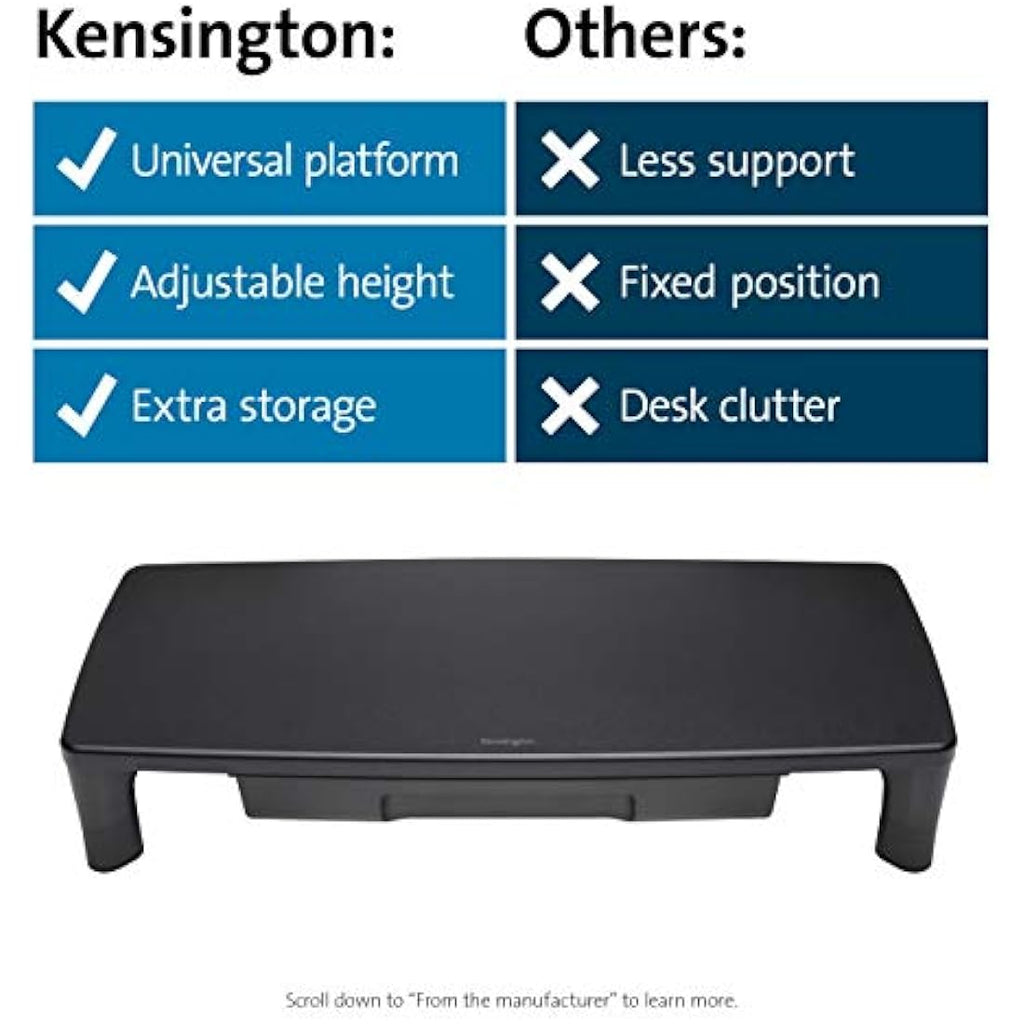 Kensington SmartFit Monitor Stand – Ergonomic Riser with A4 Drawer