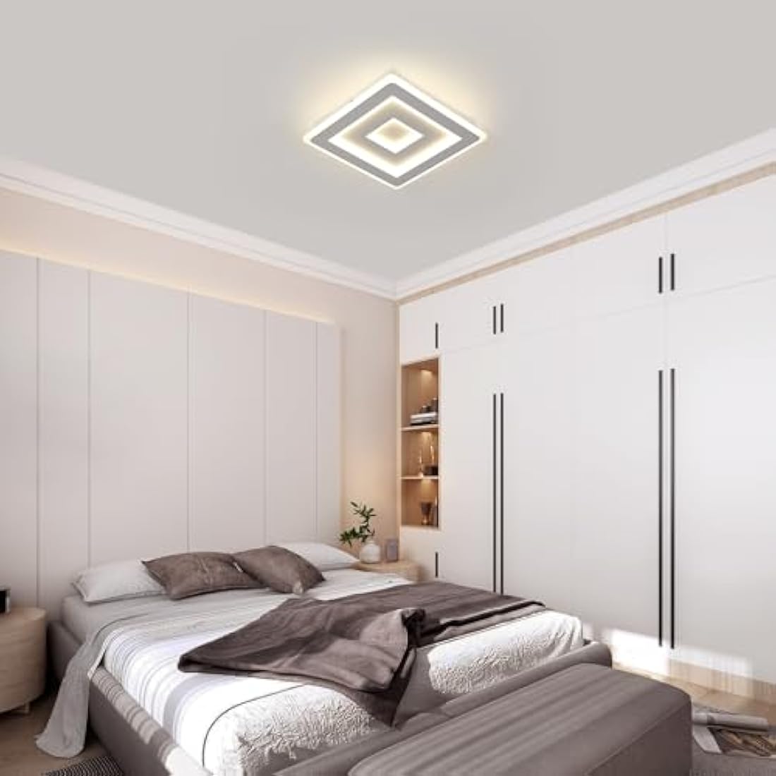 Jolof Store Modern Square LED Ceiling Light – 52W Acrylic White Lamp 4500K