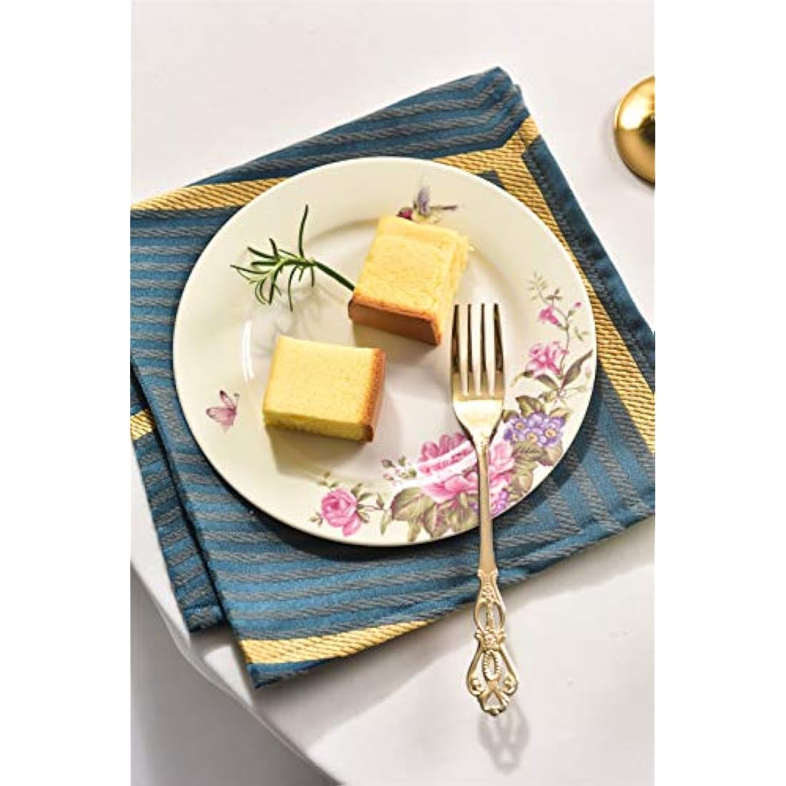 London Boutique Porcelain Dessert Plates - 7.5" Shabby Chic Floral Set of 4