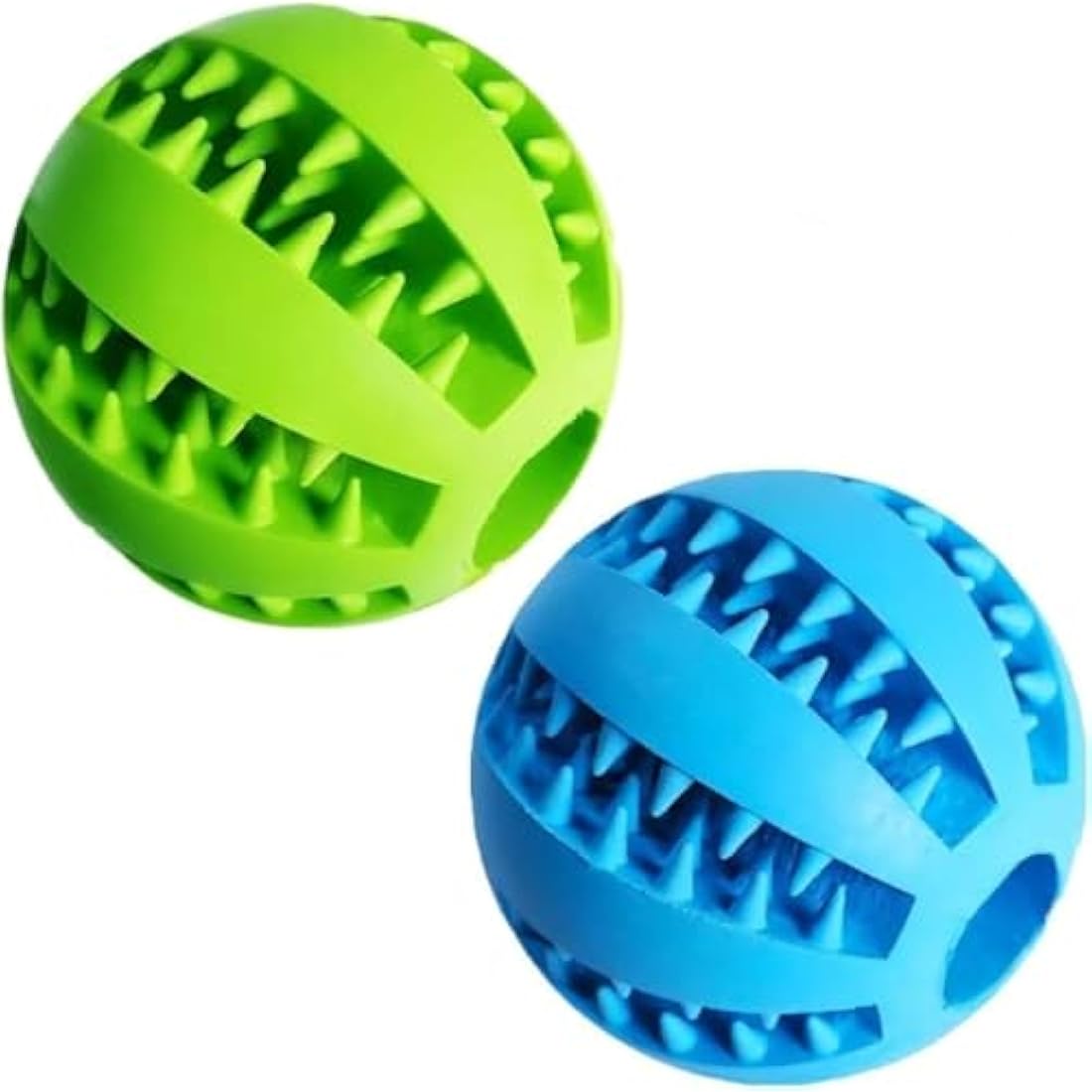 Feixun Pets Rubber Dog Treat Ball & Dental Tooth Cleaning Toy – 2 Pack