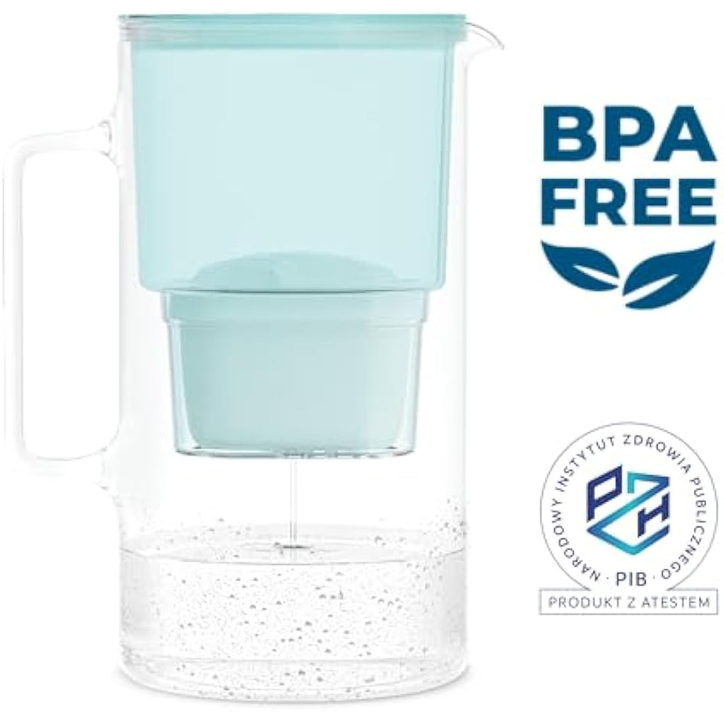 Wessper Glass Water Filter Jug | 3L Borosilicate Pitcher | Mint
