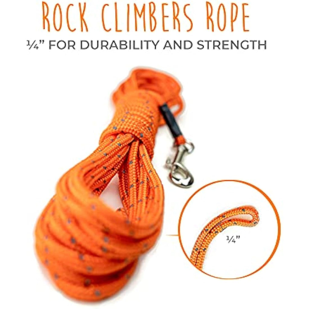 Mighty Paw 30ft Dog Training Lead – Reflective Climbers' Rope (Orange)