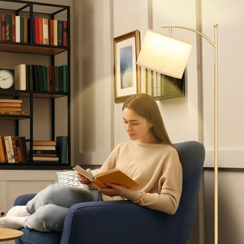 Aooshine Gold Floor Lamp – 3 Color Temperatures & Adjustable Shade