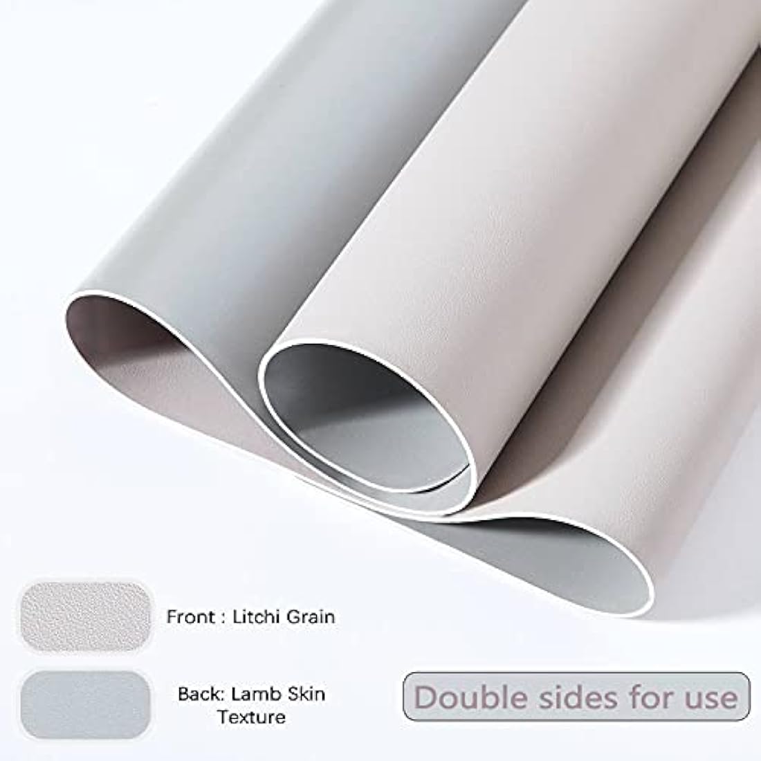 DOBAOJIA Large PU Leather Desk Pad | Waterproof Mouse Mat (Light Gray/Silver)