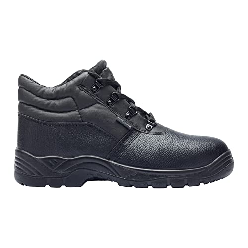 Jolof Store Steel Toe Cap Leather Chukka Work Boots - Black - Size 3