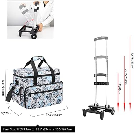 Jolof Store Sewing Machine Trolley Bag - Rolling Case with Wood Pad