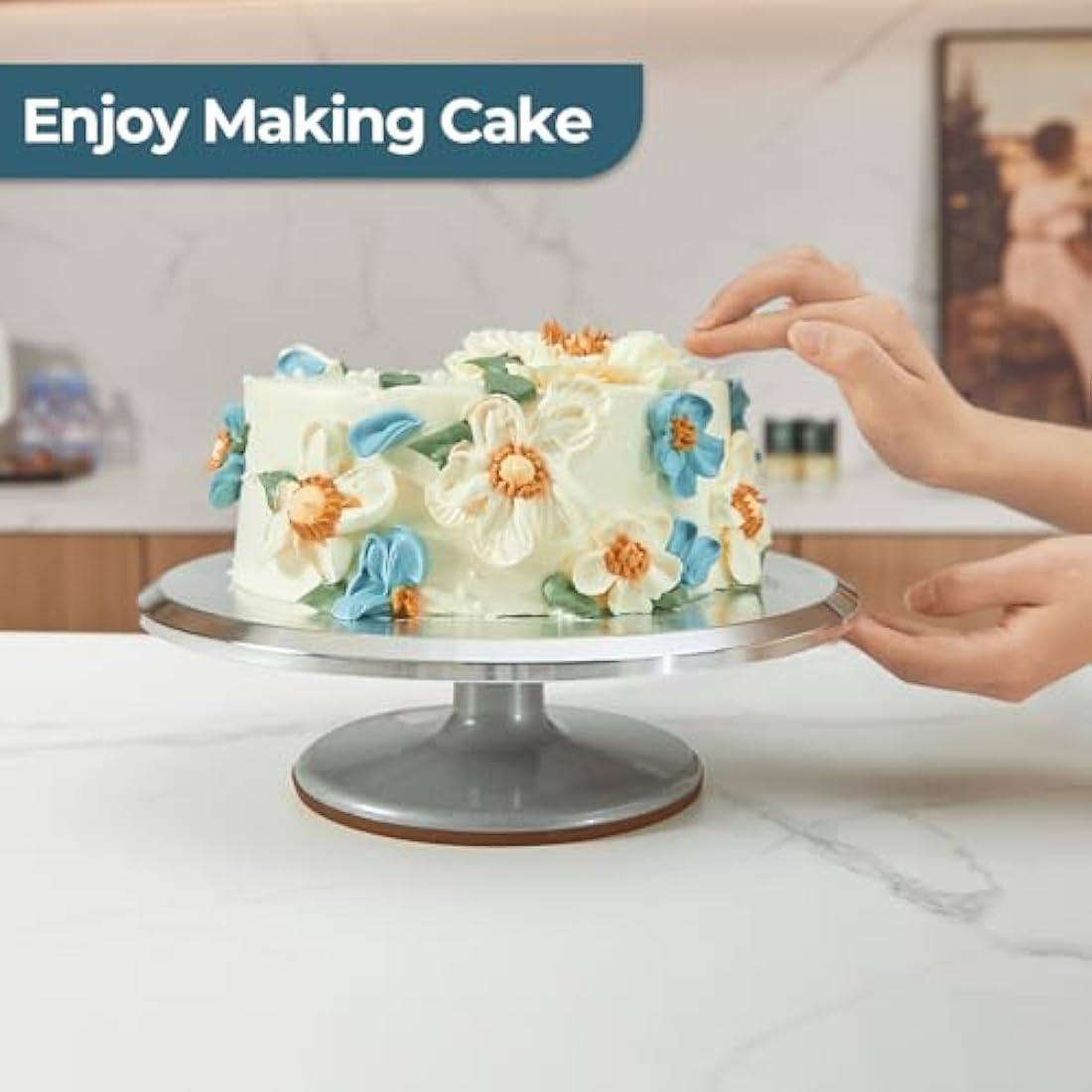 Ohuhu 12 Inch Cake Turntable | Aluminum Alloy Rotating Stand for Baking