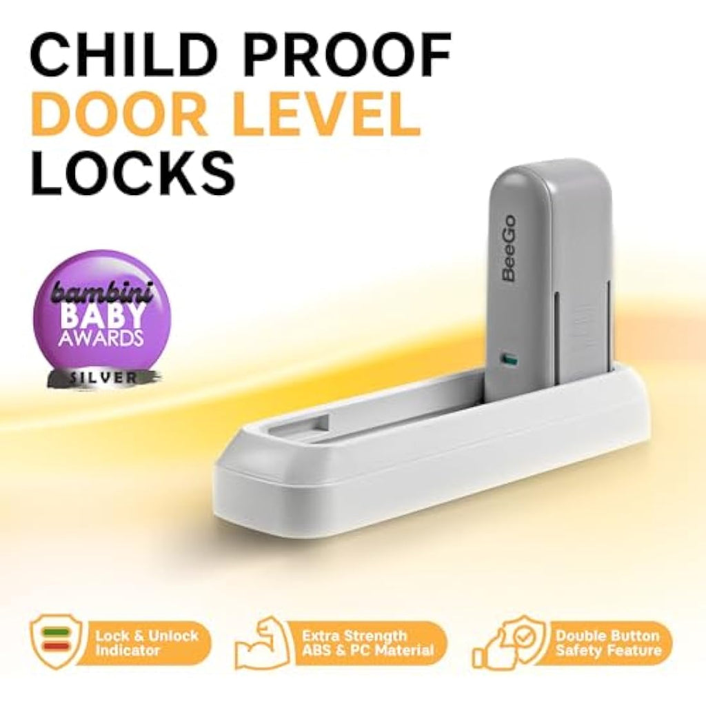 BeeGo Childproof Door Lever Locks – 2 Pack Adhesive Safety Latches