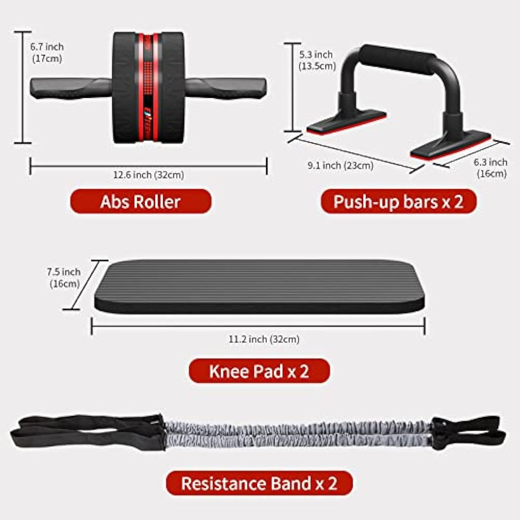 EnterSports Ab Roller Wheel Kit with Resistance Bands and Knee Mats