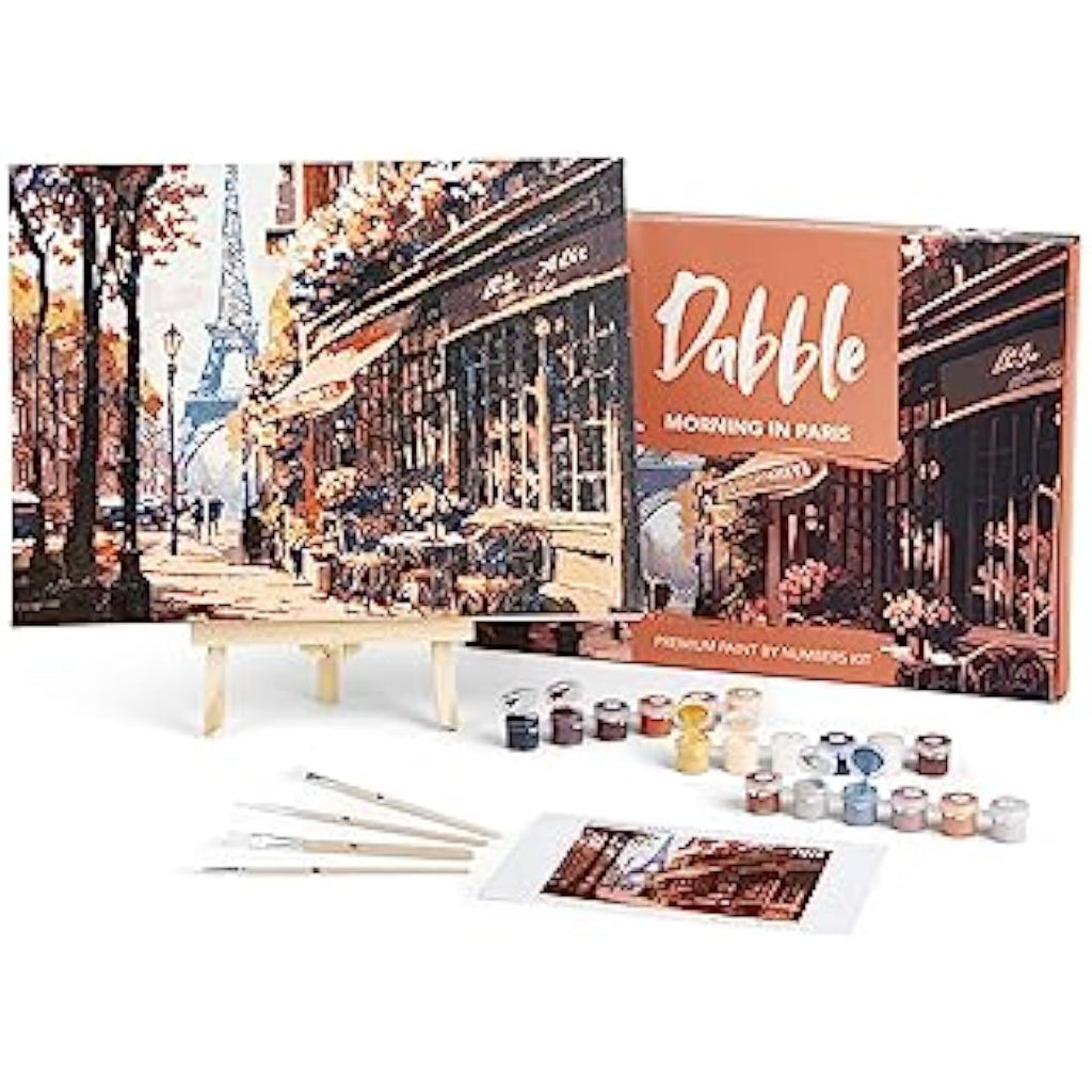 Dabble Paint by Numbers Kit for Adults - Floral Canvas with Frame