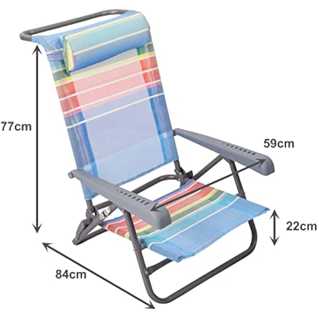 Beach Folding Chair – 7-Position Adjustable Lounger