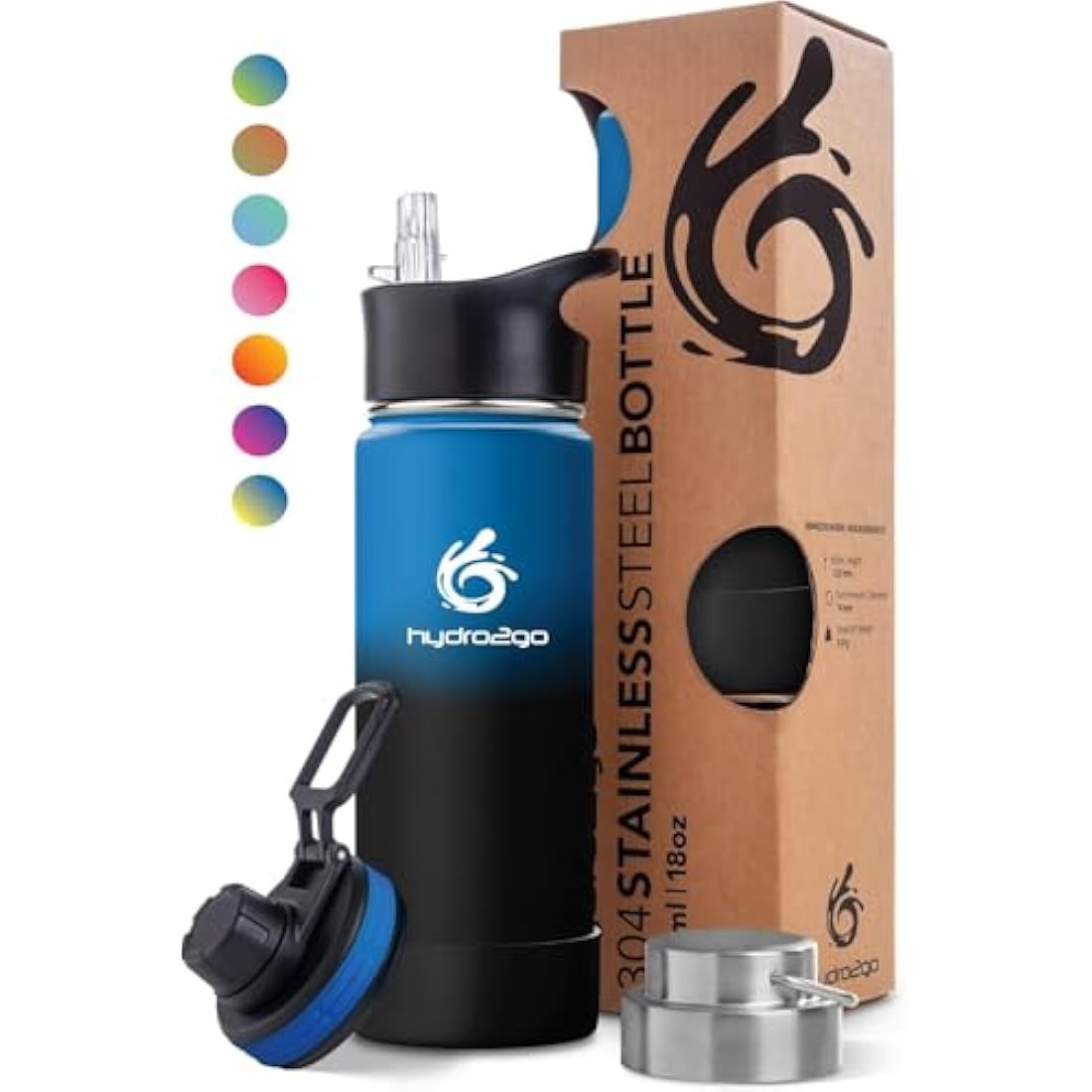 hydro2go Stainless Steel Water Bottle – 530ml Insulated Thermal Mug
