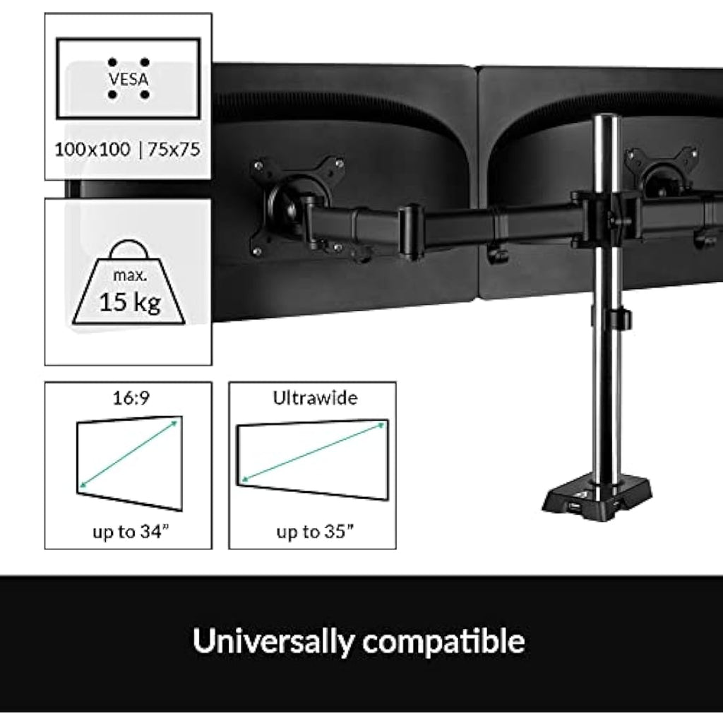 ARCTIC Z2 Gen 3 Dual Monitor Arm | Ultrawide Stand with 4-Port USB Hub