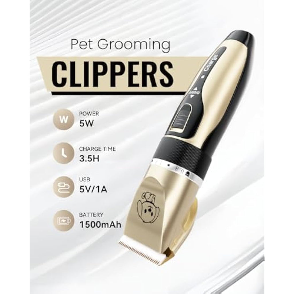Dog Clippers – Low Noise Cordless Pet Grooming Kit with Nails