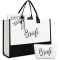 Bride Canvas Tote Bag with Makeup Bag – Black and White