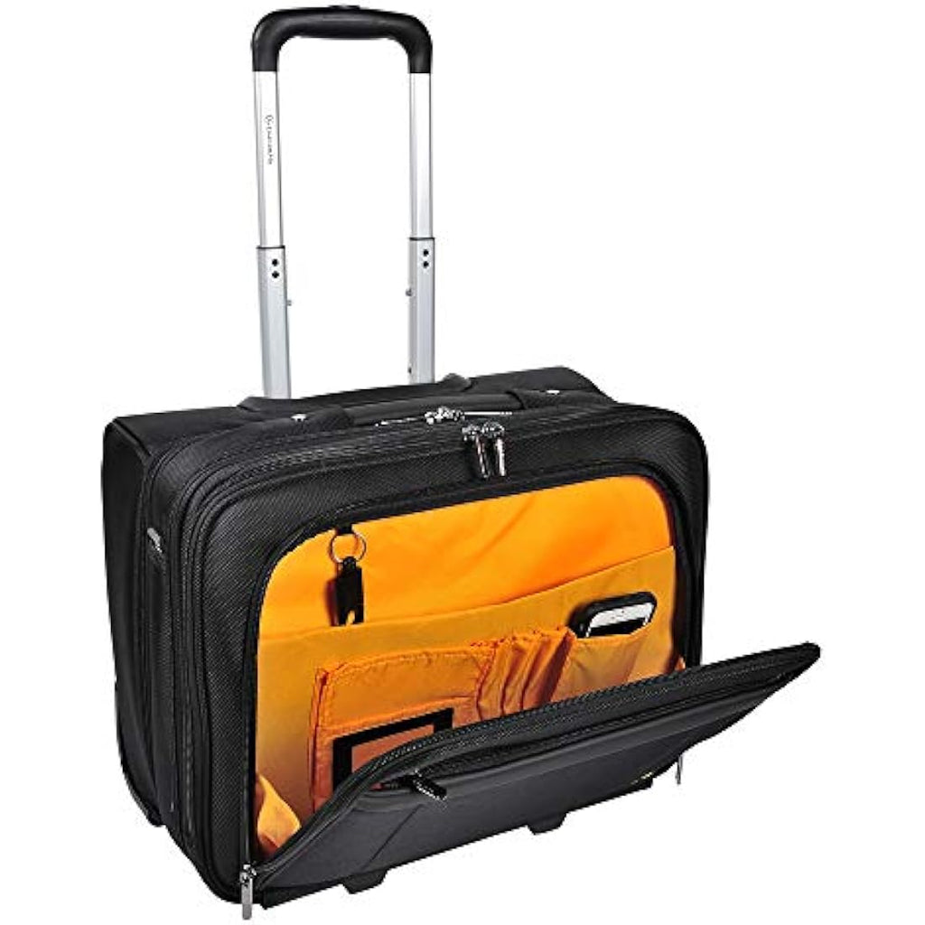 Exacompta Exatrolley Laptop Suitcase | 15.6" Rolling Briefcase - Black
