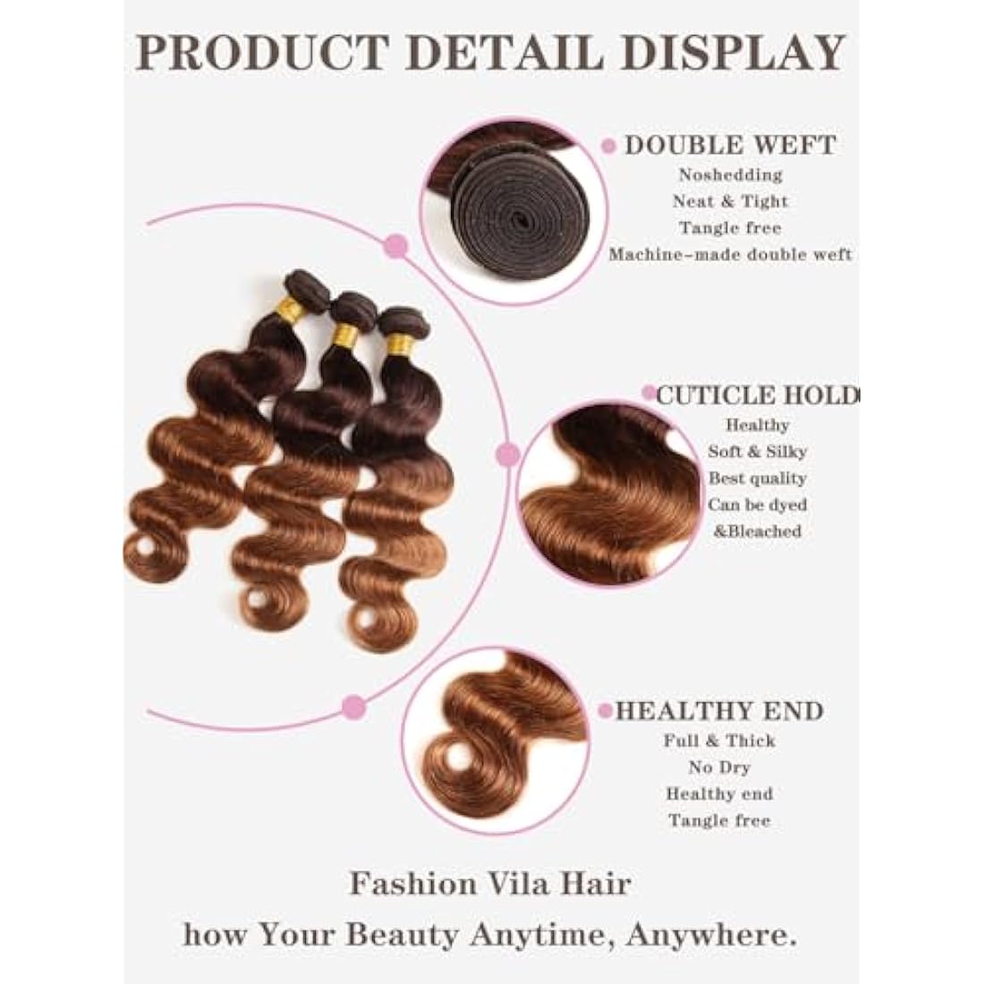 Jolof Store Ombre Brazilian Body Wave Human Hair Bundles – T4/30