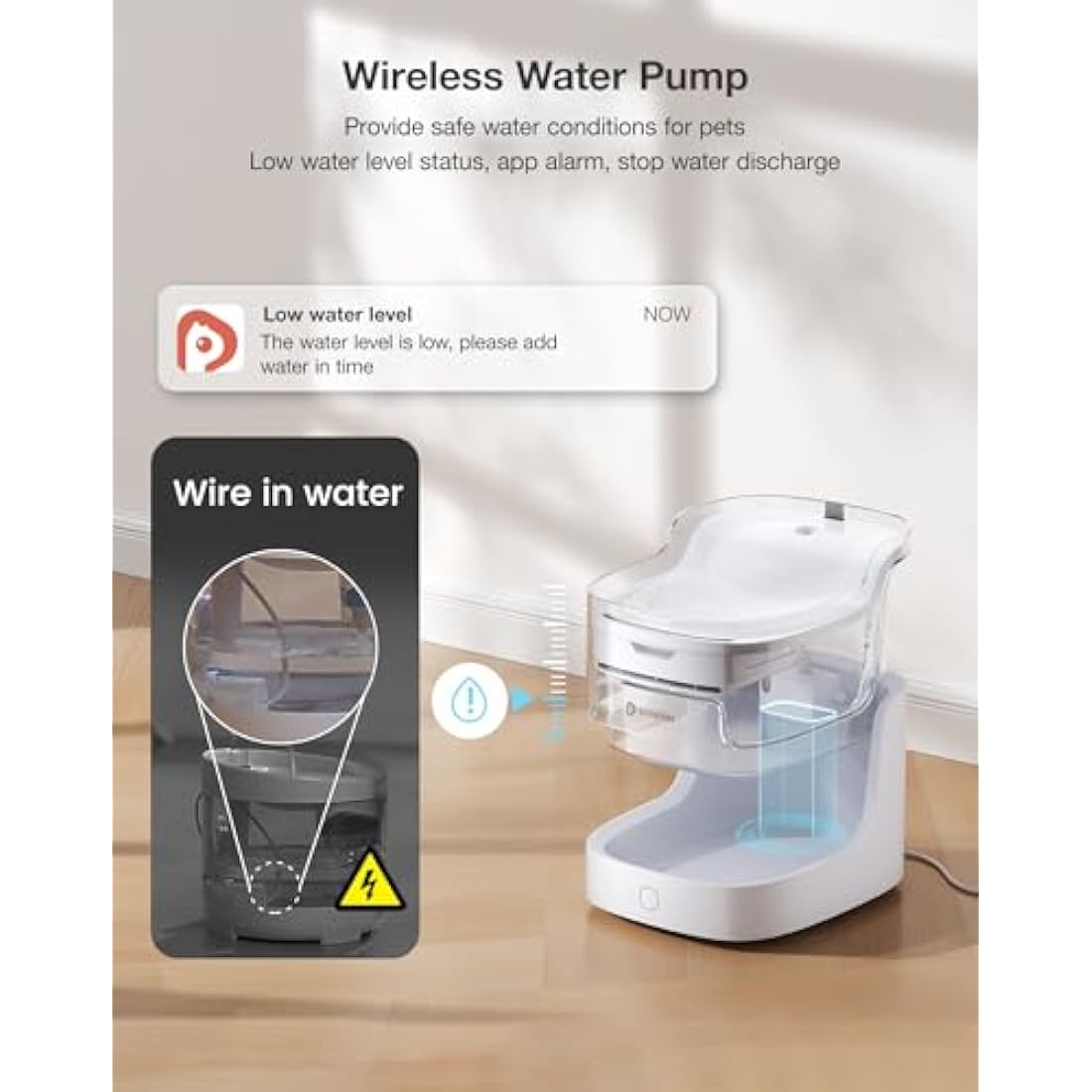 PETGUGU Cat Water Fountain | 2L App-Controlled Silent Pet Water Dispenser