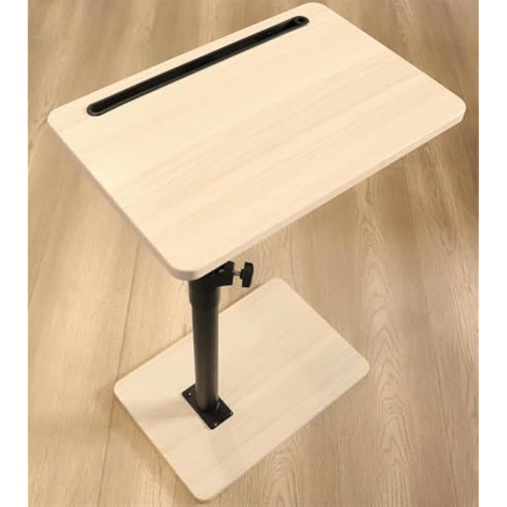 YUHFERA C-Shaped Side Table – Swivel Height Adjustable Oak White