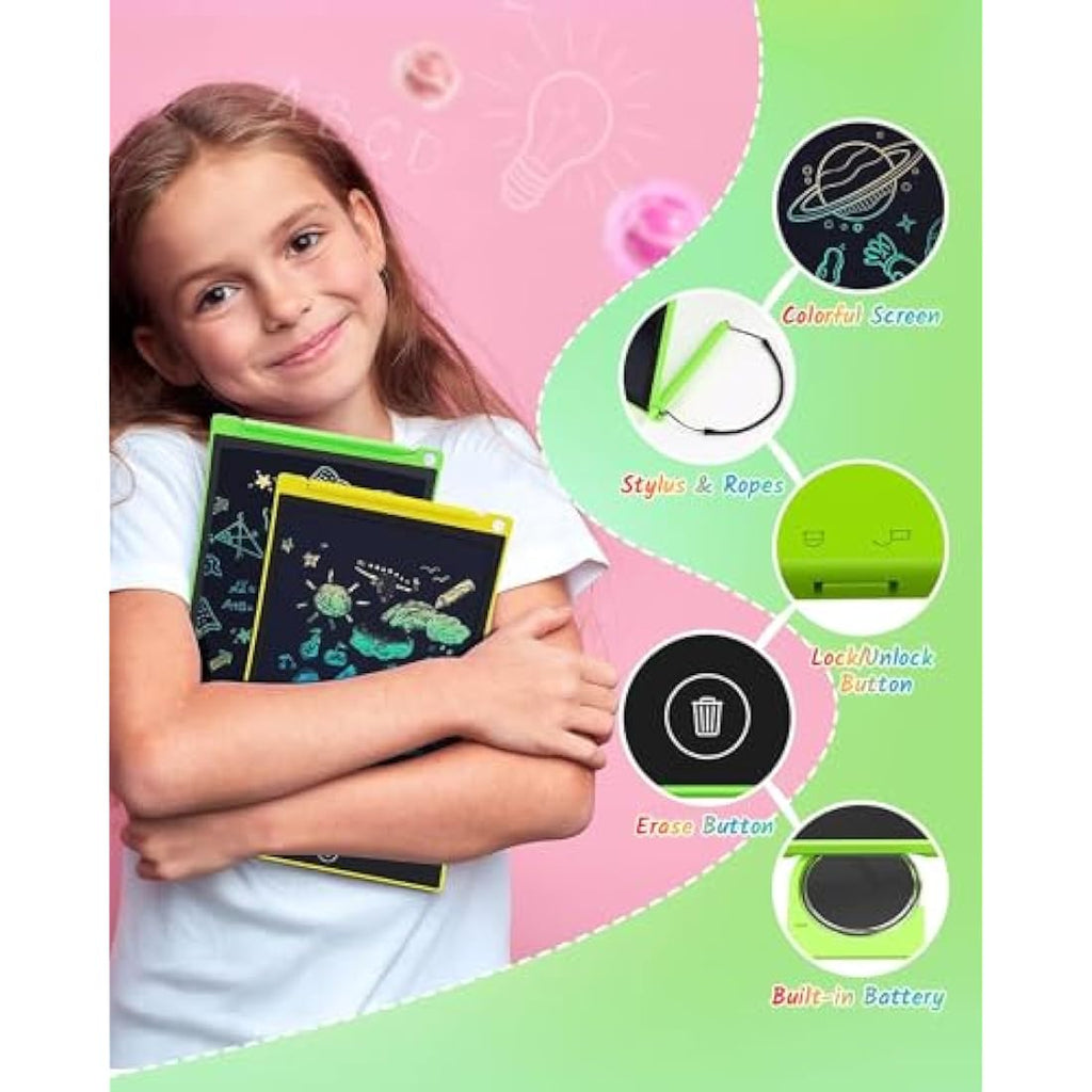 TECJOE 2-Pack LCD Writing Tablet | 8.5 Inch Colorful Doodle Board for Kids