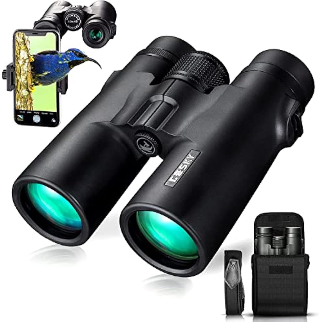 Gosky 10x42 HD Roof Prism Binoculars with BAK4 Prism and Phone Mount