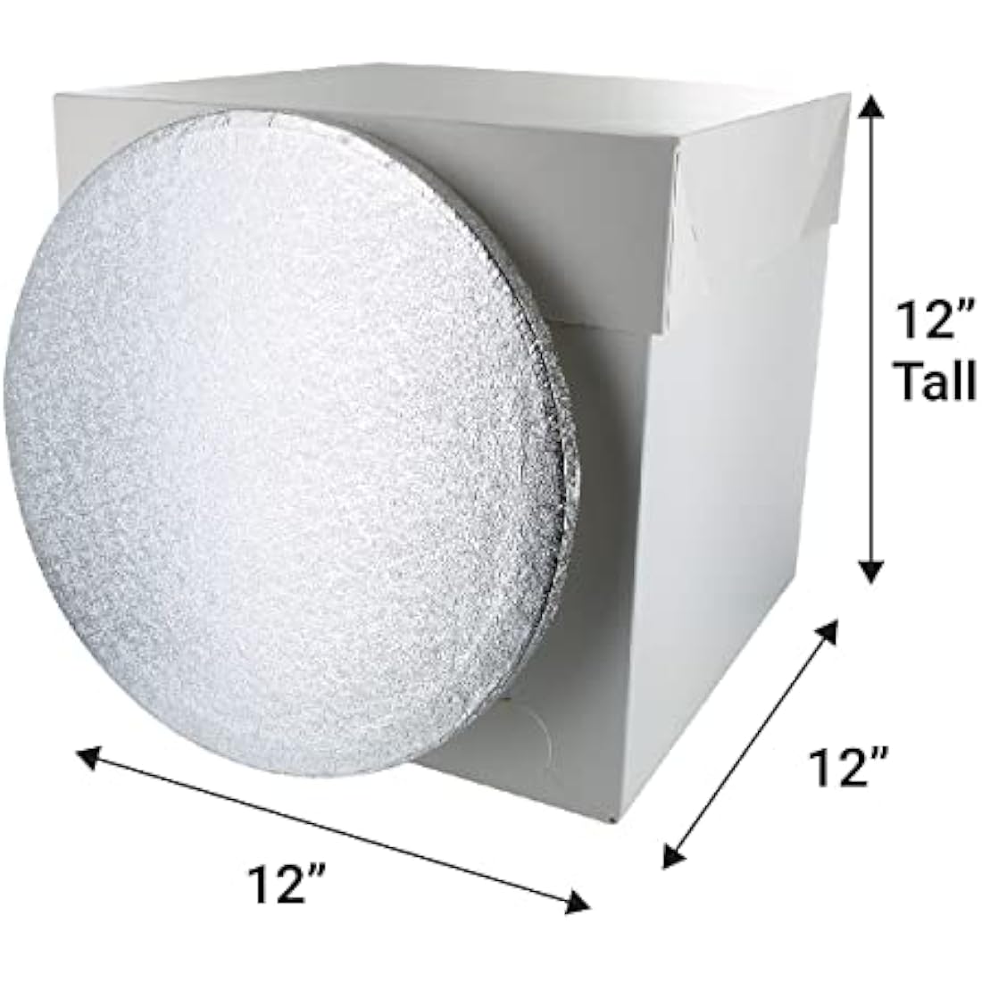 Culpitt 12" Round Silver Cake Drum and 12" Tall White Box Combo Set