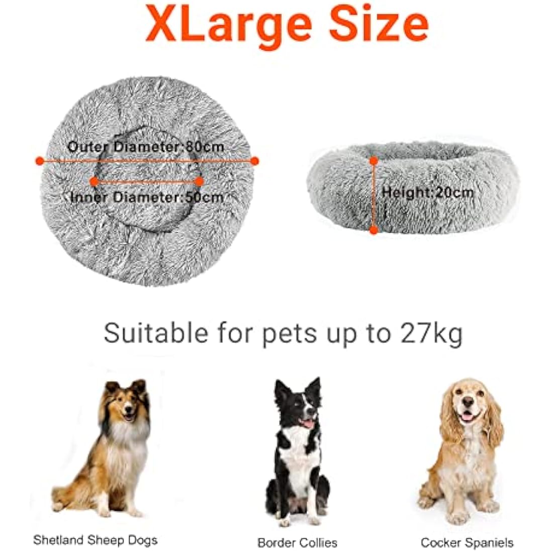 Jolof Store Calming Donut Dog Bed – Washable Plush Anti-Anxiety Pet Bed