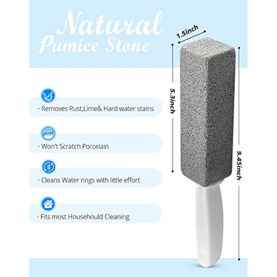 MARYTON Pumice Stone Toilet Bowl Cleaner with Handle - 2 Pack (Gray)