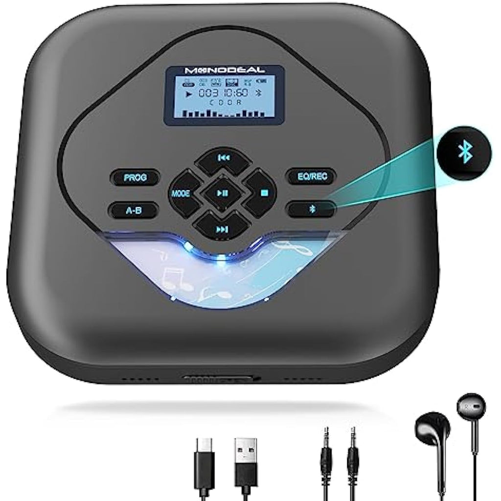 MONODEAL Portable Bluetooth CD Player with Speakers and CD Burning Function