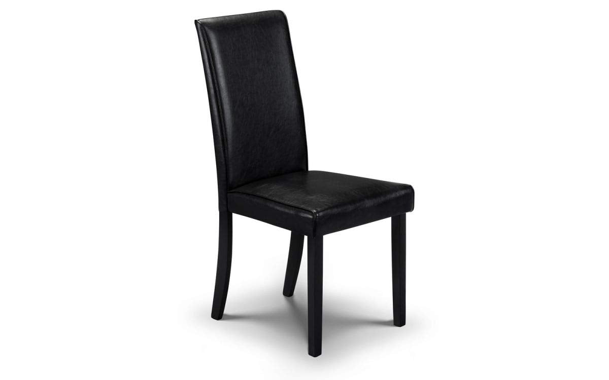 Julian Bowen Hudson Black Leather Dining Chairs - Set of 2 High Back