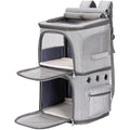 FASNATI Dual Compartment Pet Carrier Backpack for 2 Cats or Dogs - Grey, XL