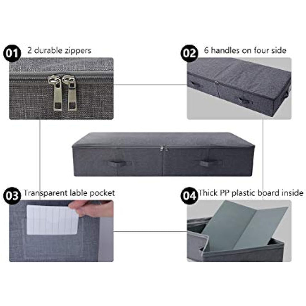 Jolof Store Large Underbed Storage Container for Bedding – Black Gray