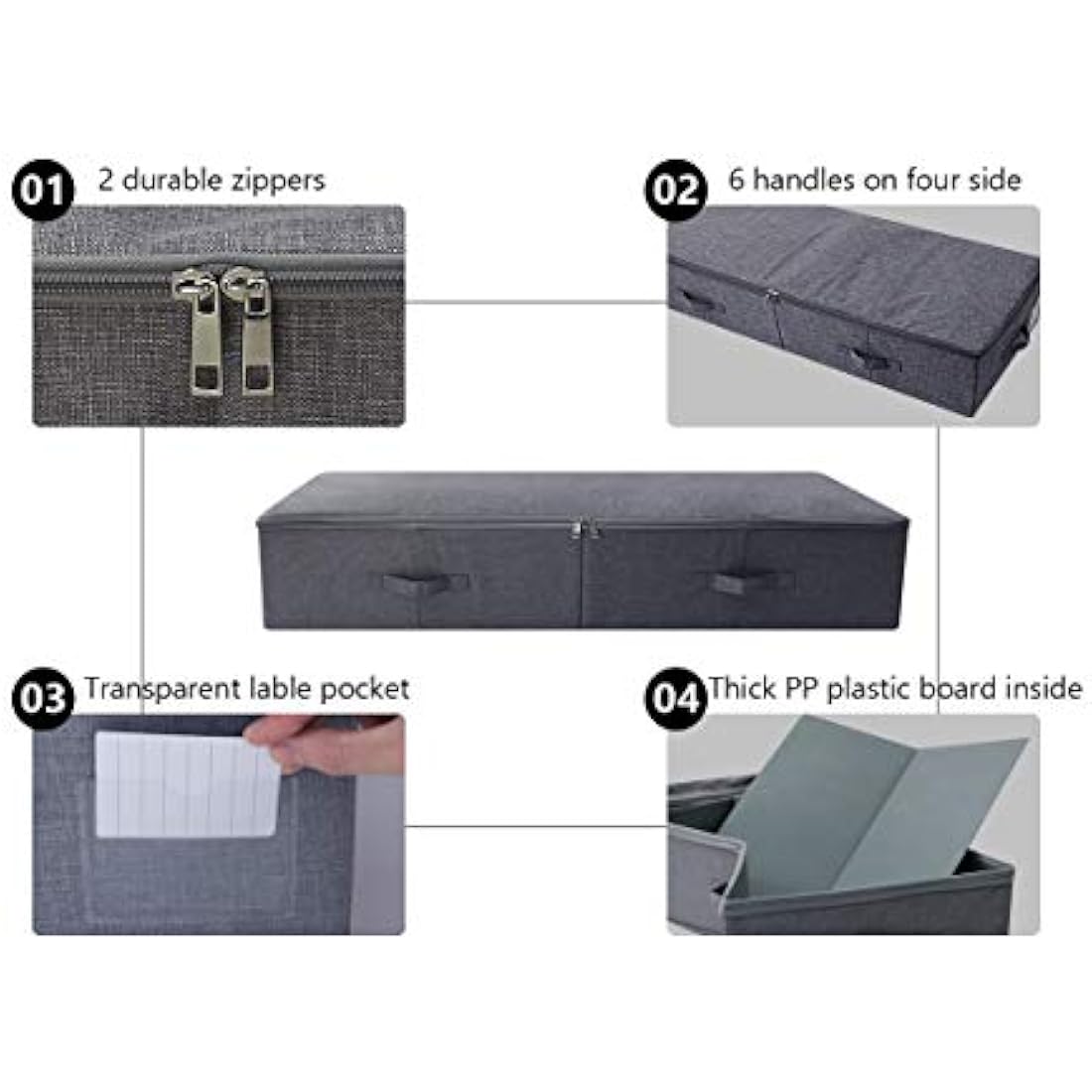 Jolof Store Large Underbed Storage Container for Bedding – Black Gray