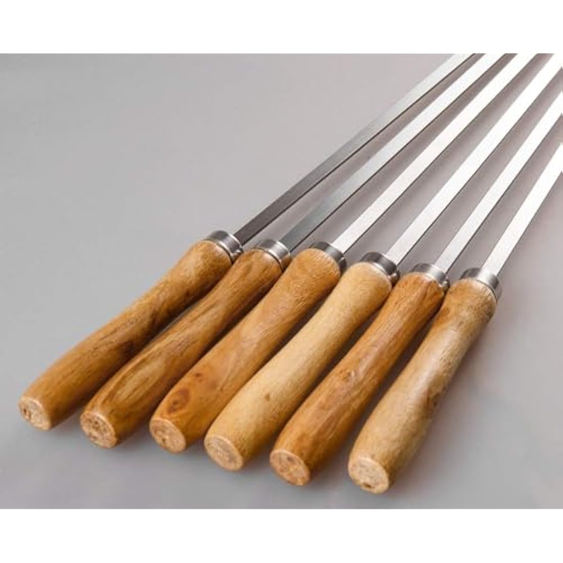 IMEEA Flat Kebab Skewers – 16.5in Stainless Steel BBQ Set with Wood Handle