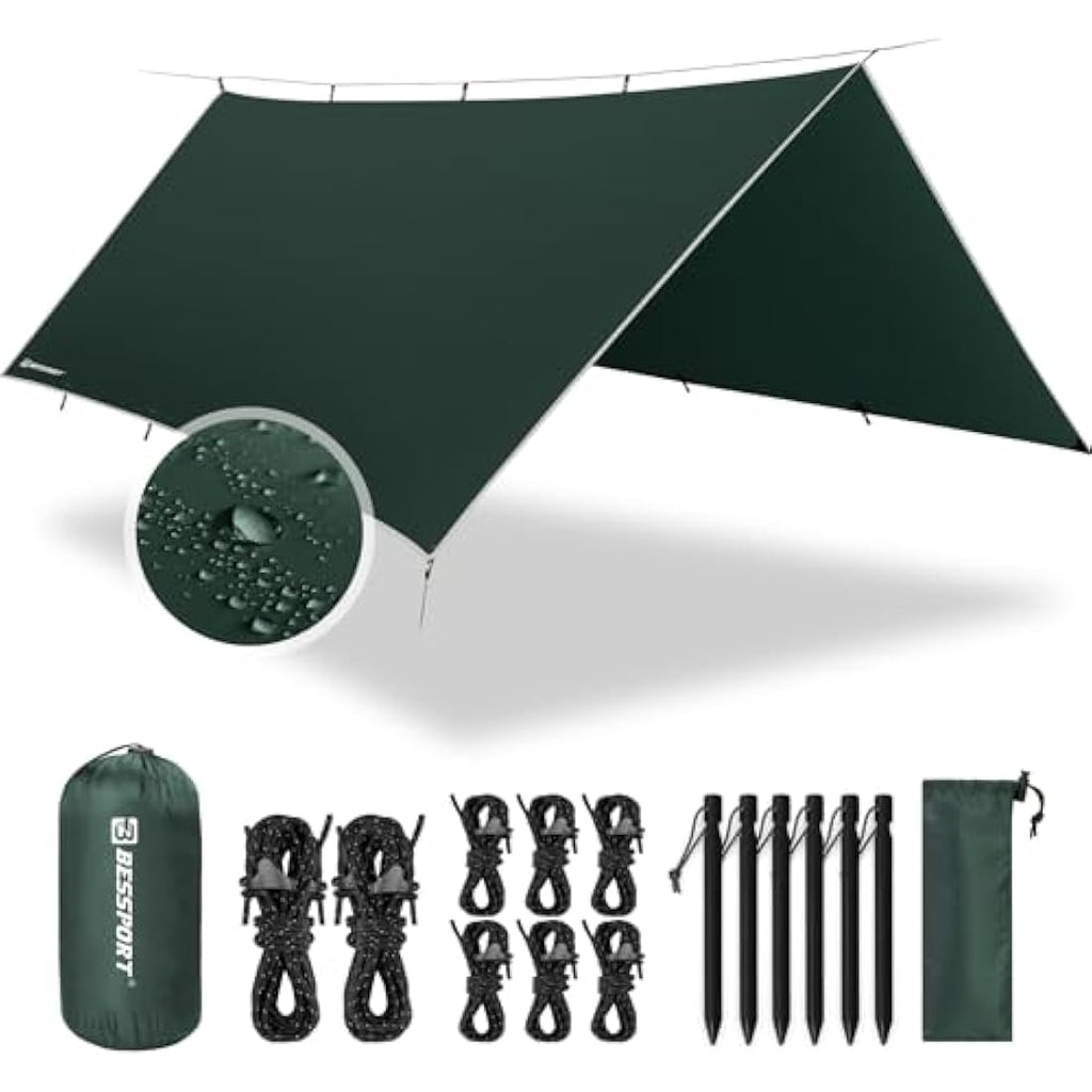 Bessport Waterproof Camping Tent Tarp | PU3000mm Ripstop Hammock Rainfly