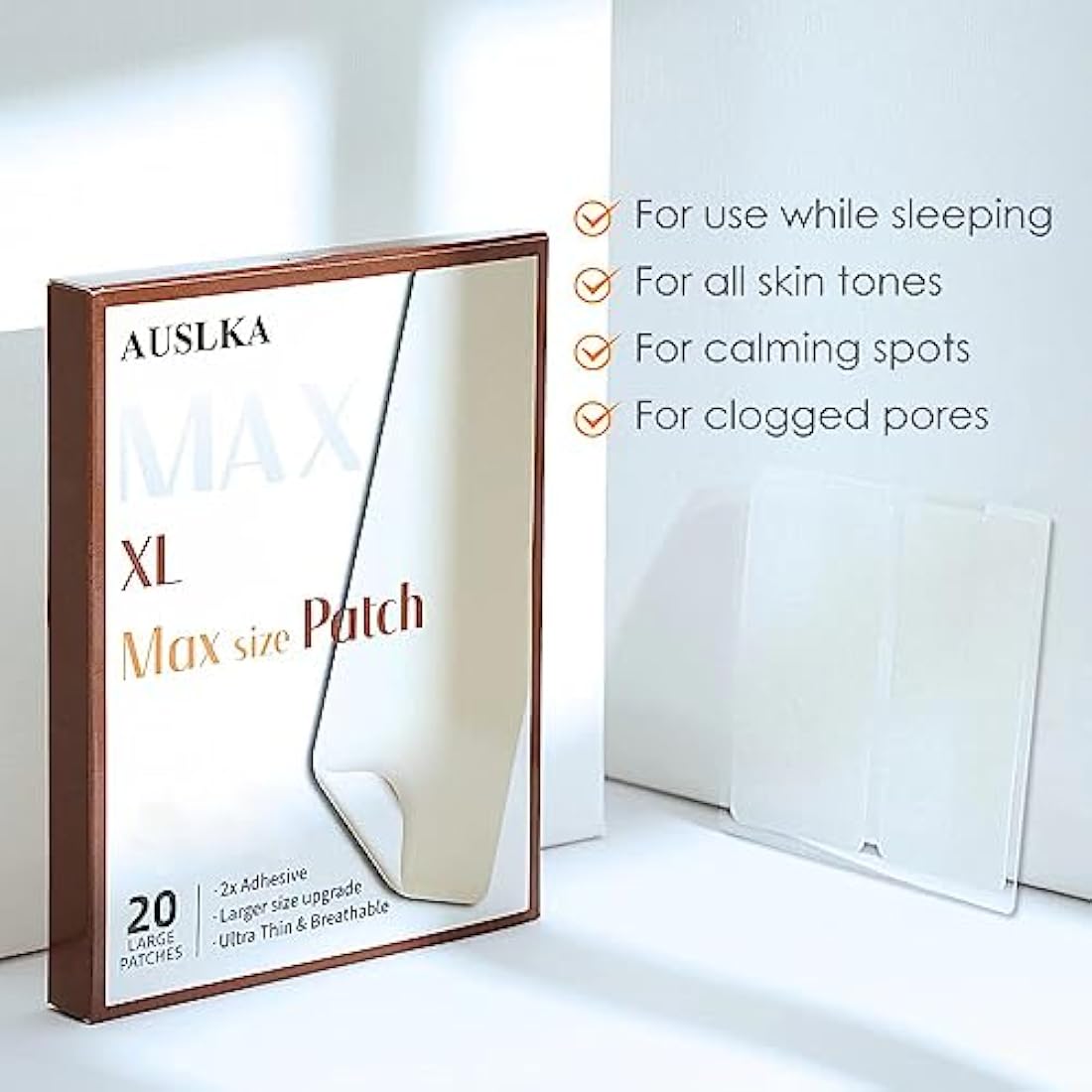 AUSLKA XL Hydrocolloid Pimple Patches – 20 Large Blemish Strips