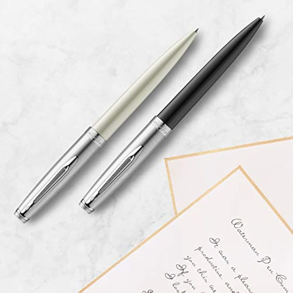 Waterman Emblème Deluxe Ballpoint Pen – Grey with Chrome Trim, Medium
