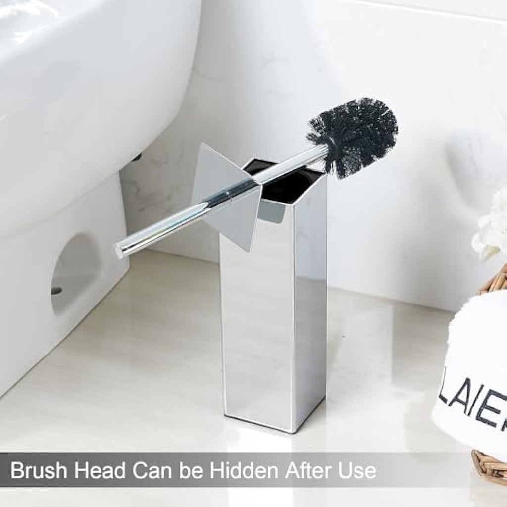 BGL Chrome Stainless Steel Square Floor Standing Toilet Brush Holder