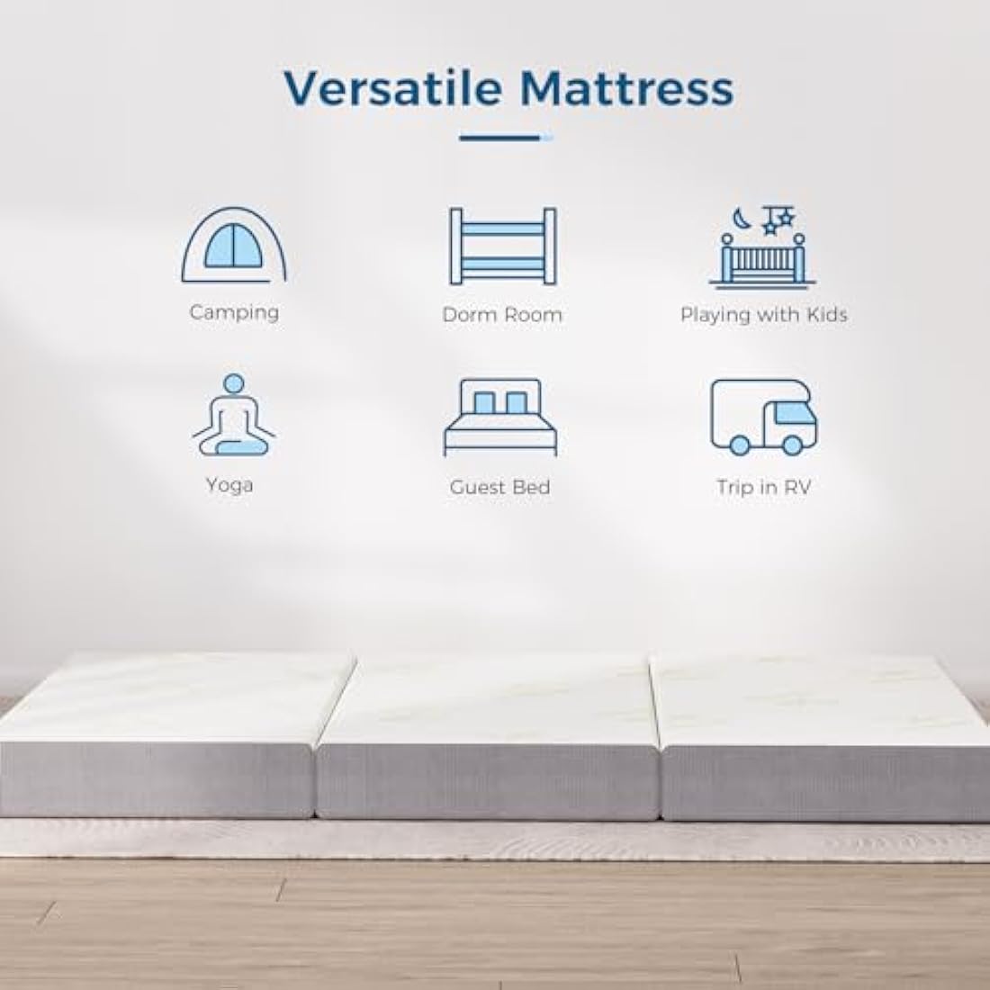 Inofia Single Folding Mattress - 15cm Trifold Gel Memory Foam Guest Bed