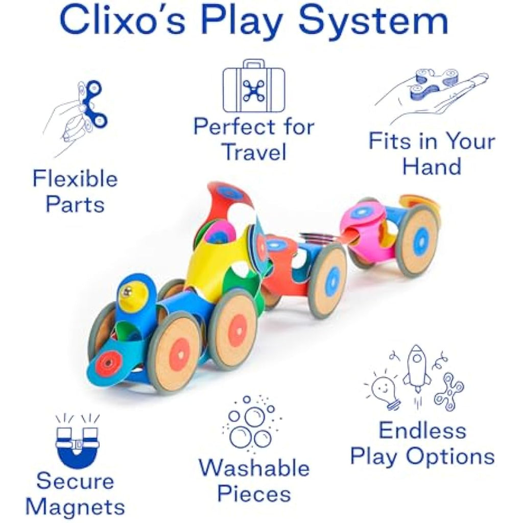 Clixo Wheel Creator Pack – 72 Piece Magnetic Tiles Construction Toy