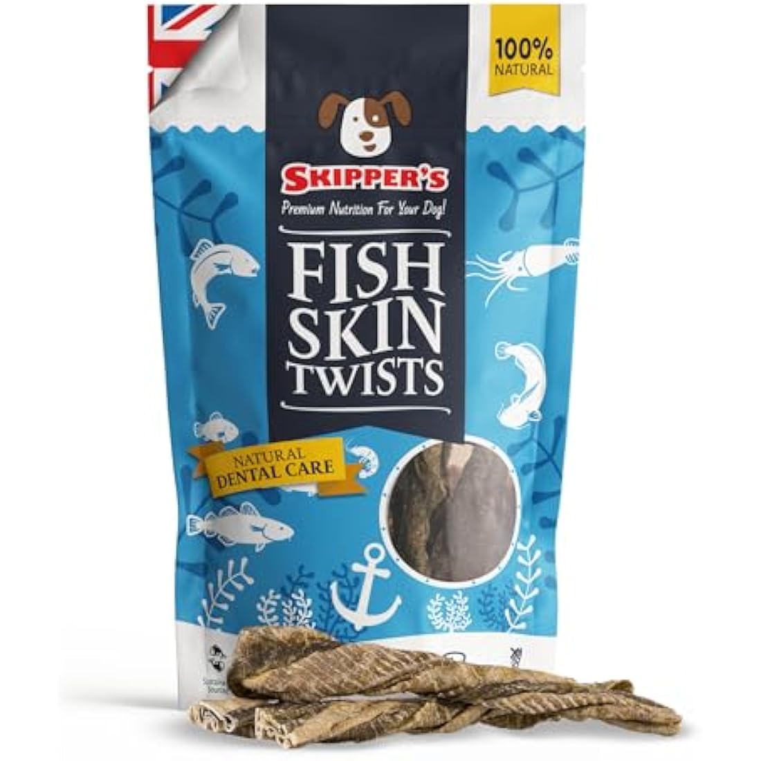 Skipper's Fish Skin Twists Dog Chews - Natural Dental Sticks (1kg)