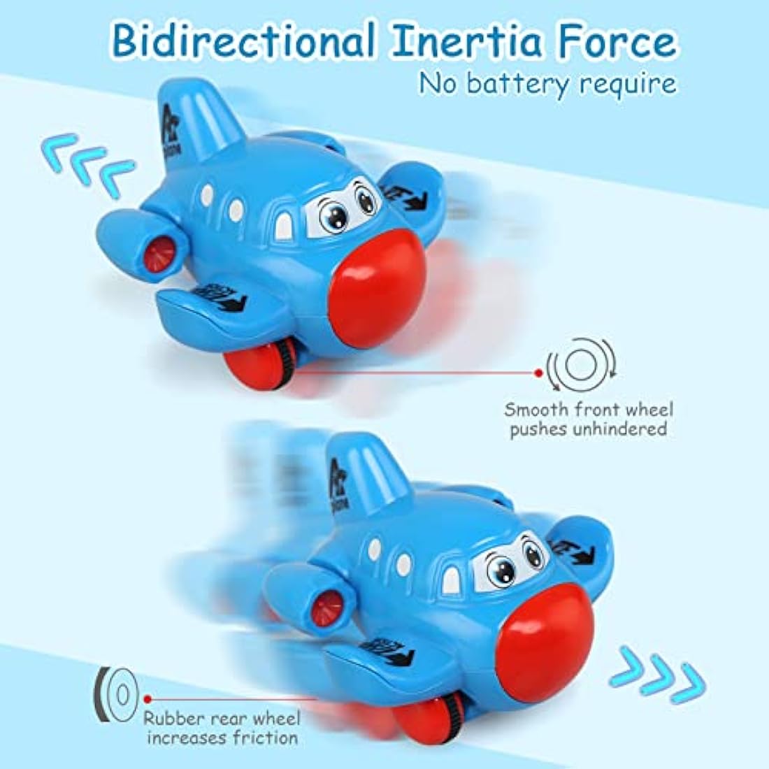 JoyPlus Baby Airplane Toy Set – 4 PCS Friction Powered Push and Go Cars