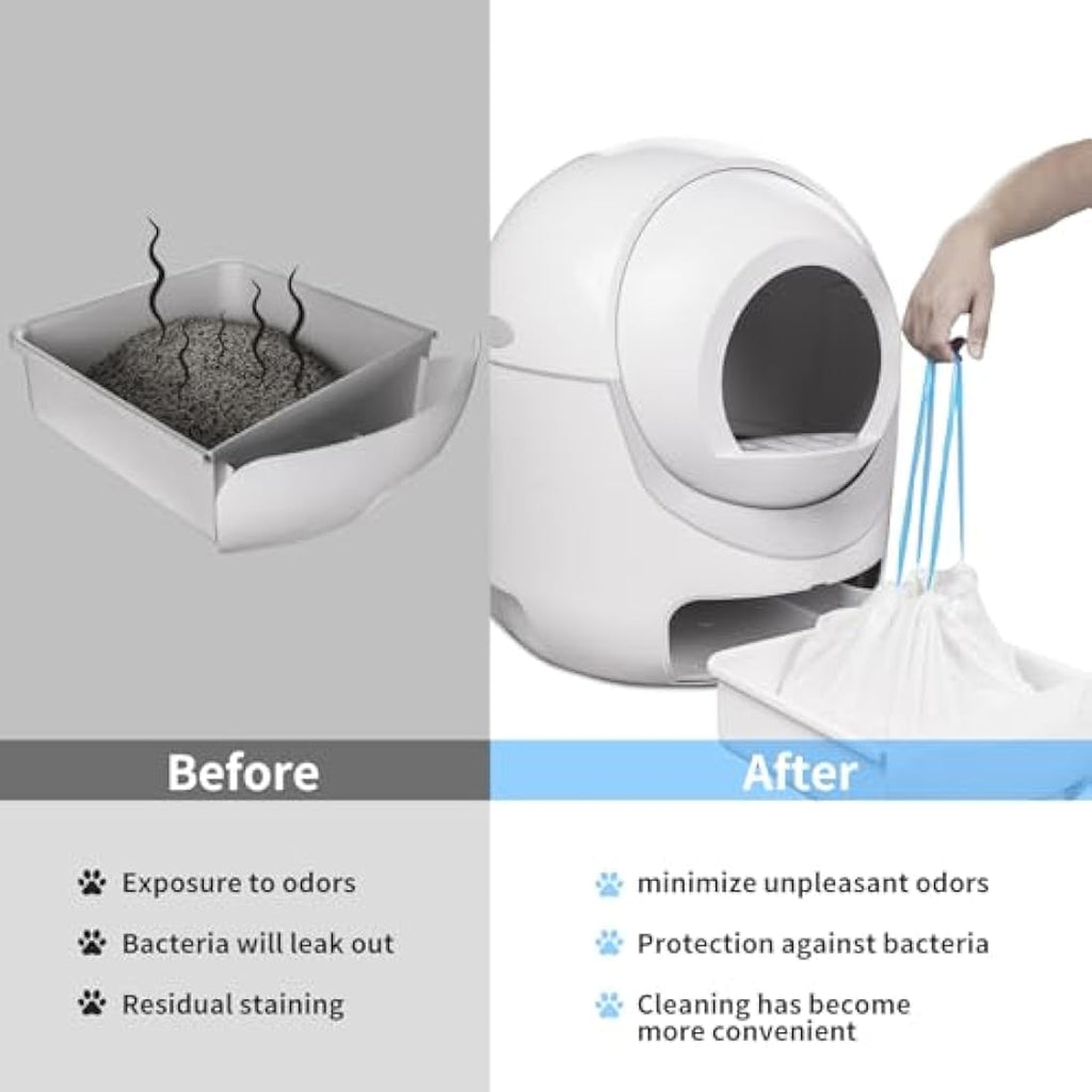 Cleanpethome Extra Large Cat Litter Box Liners | 120 Count Drawstring Bags