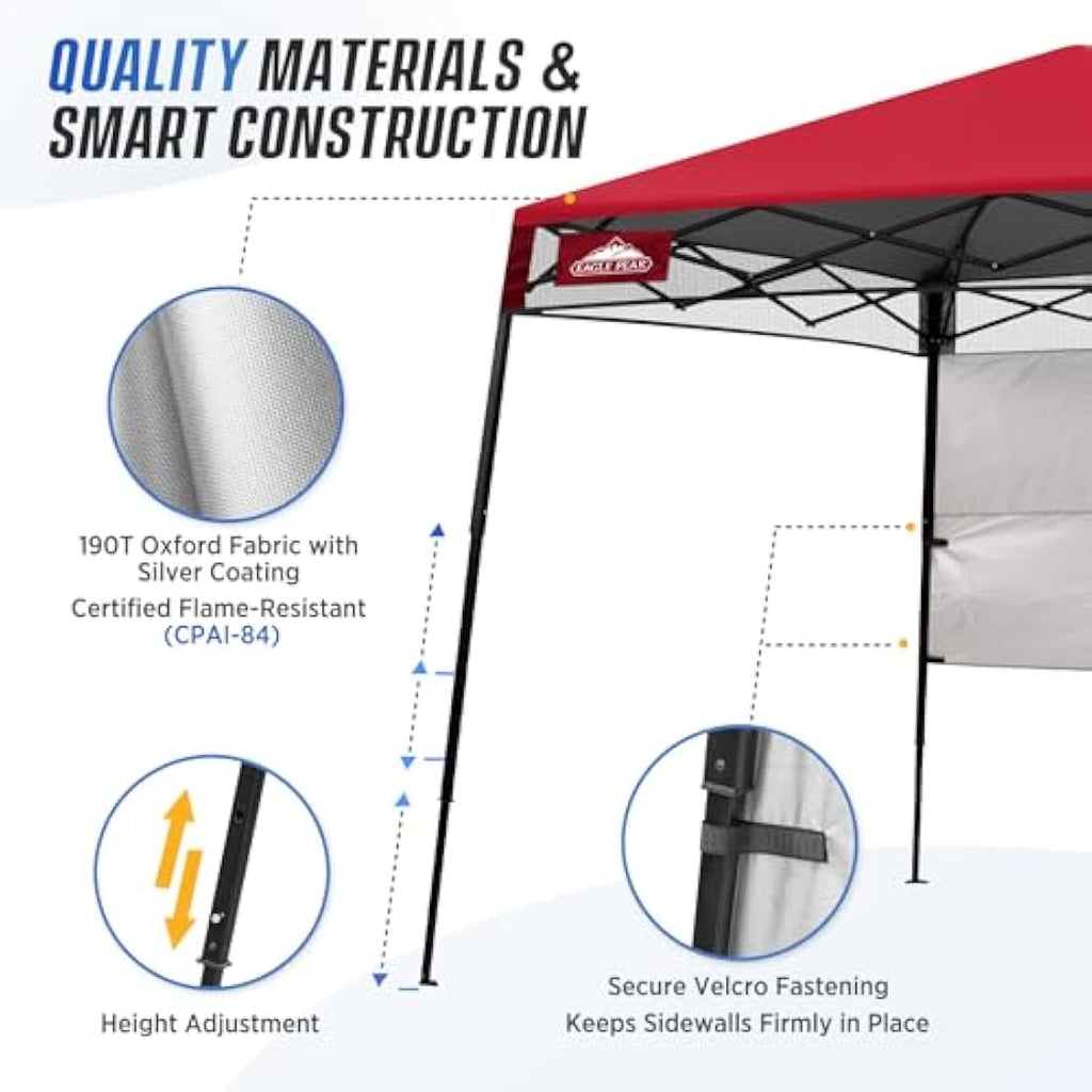 EAGLE PEAK 8x8 Slant Leg Portable Canopy with Backpack Case - Red