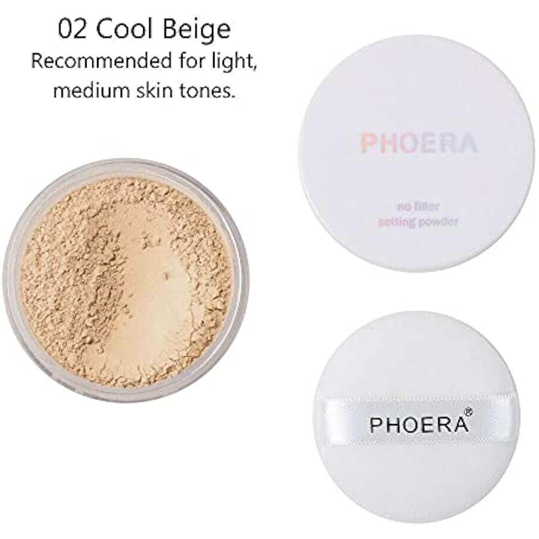 PHOERA Loose Setting Powder – Matte Finish Face Makeup (Cool Beige)