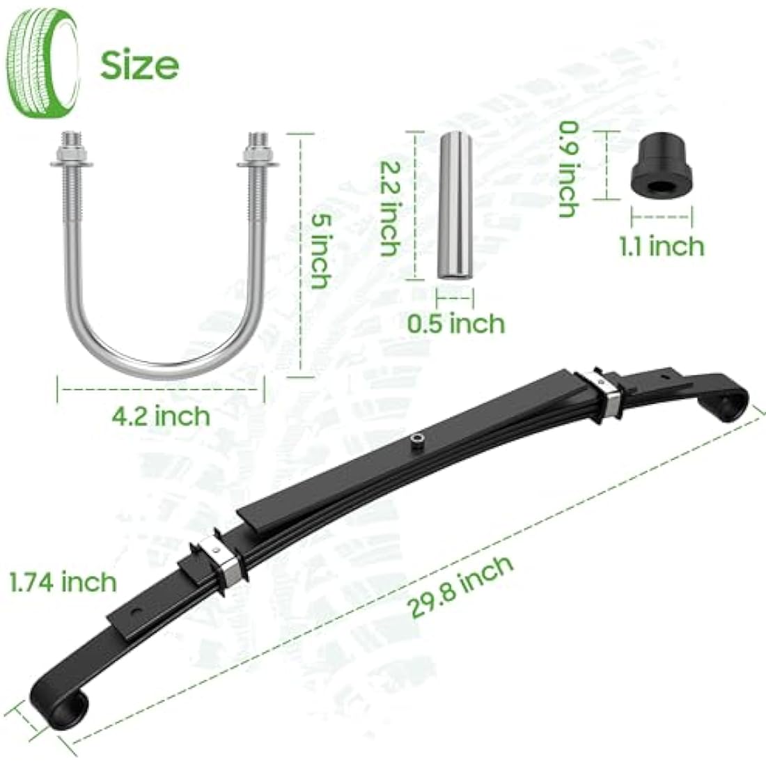 10L0L Club Car DS Heavy Duty 4-Leaf Rear Spring Kit for Gas & Electric