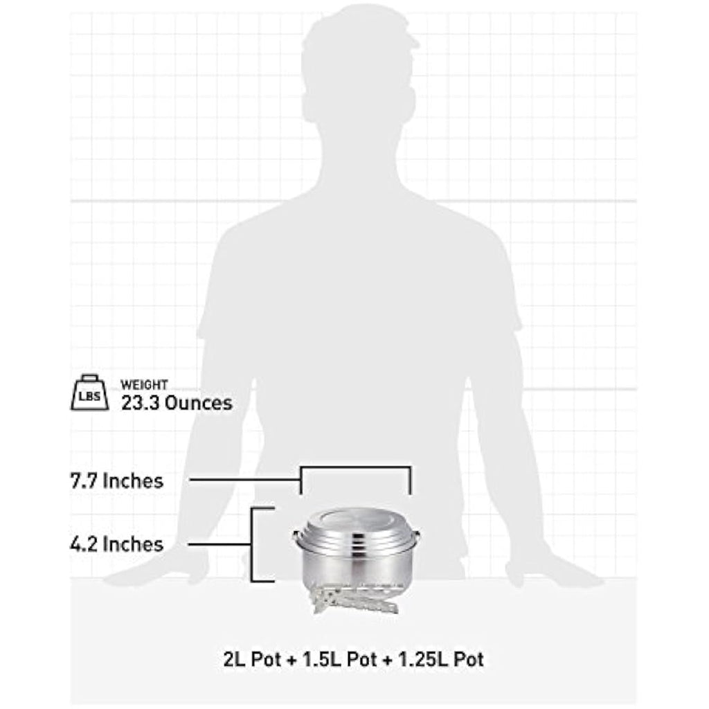 Solo Stove 3-Piece Stainless Steel Backpacking Pot Set with Sack